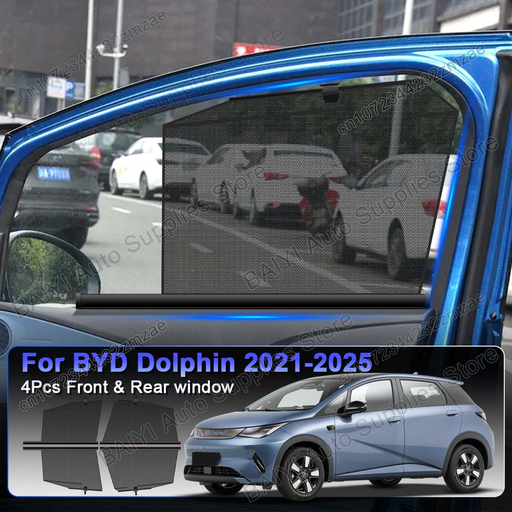 Automatic Car Sunshade - BYD ドルフィン 2021-2025年式 車用リフトアップウィンドウサンシェード カスタマイズ可能なサンシェード フロントリアウィンドシールドサンシールドプロテクターカバー