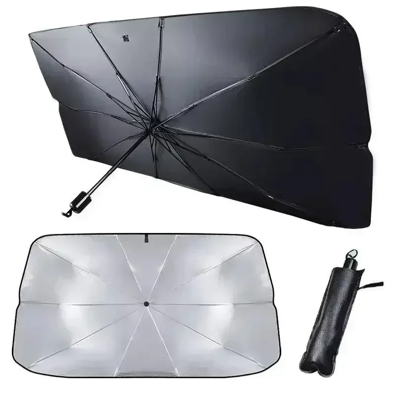 Automatic Car Sunshade - 車のフロントガラス用サンシェード、折りたたみ式傘型日よけ、UVカット・断熱携帯用プロテクター、パラソル