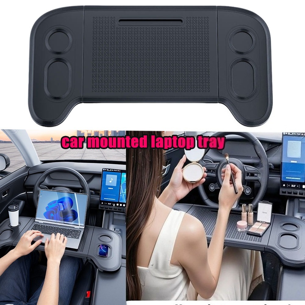 Car Accessories For Road Trip - 折りたたみ式車載ラップトップデスク、ハンドルトレイ、運転手、旅行者、トラック、通勤、ロードトリップ、キャンプ、SUV、RV、セダン用自動車アクセサリー