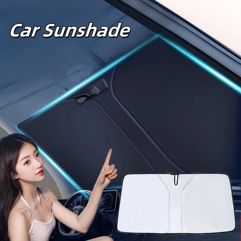 Automatic Car Sunshade - 車のフロントガラス用サンシェードカバー、折りたたみ式サンバイザー、夏用遮光UV反射カーテン