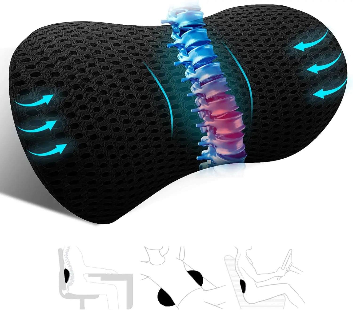 Car Accessories Limassol - 通気性のあるメモリーフォームクッション、インテリアアクセサリー、ベッド用睡眠枕、カーシート腰枕、腰椎サポート枕、フォームカークッション