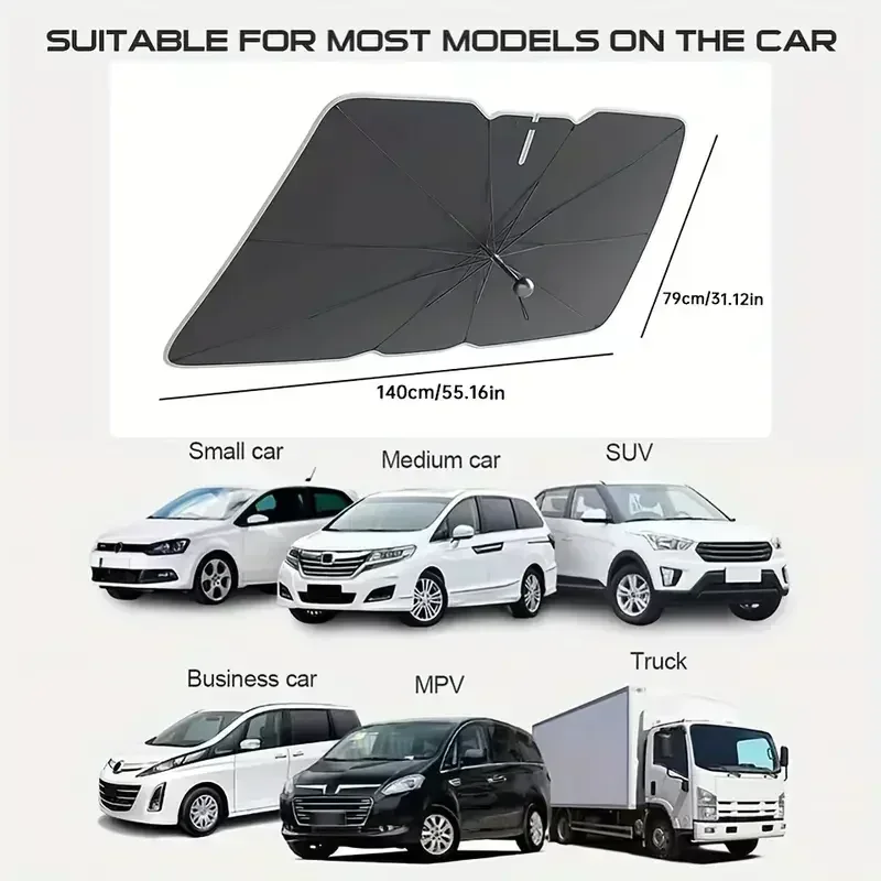 ユニバーサル折りたたみ式車用ウィンドシールドサンシェード、S - Automatic Car Sunshade のレビューと価格