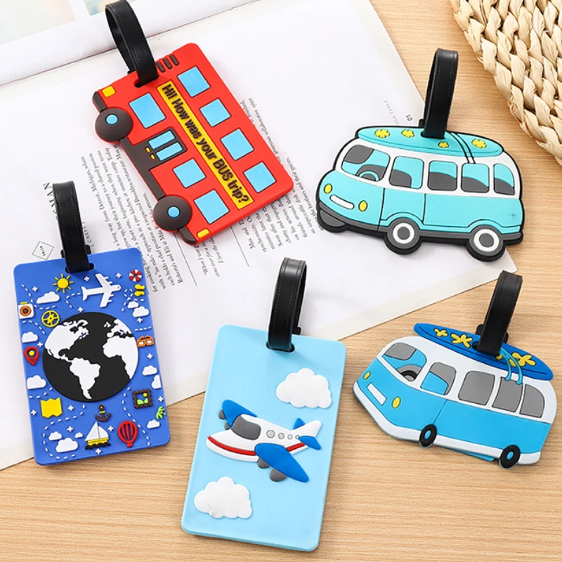 かわいい漫画の車 PVC シリコーン荷物タグ旅行荷物名札スー - Car Accessories For Road Trip のレビューと価格
