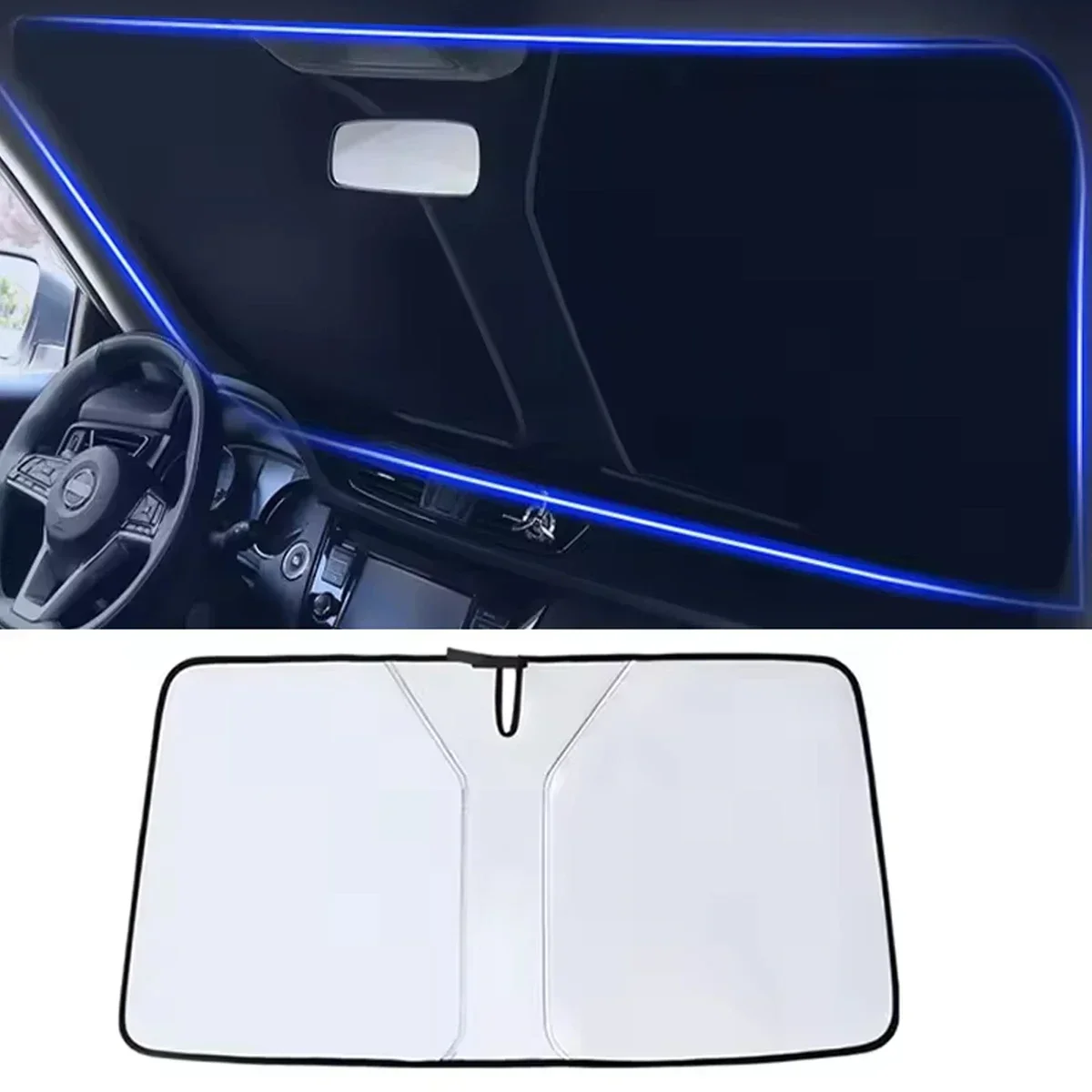 車のフロントガラス用サンシェードカバー、折りたたみ式サンバイ - Automatic Car Sunshade のレビューと価格