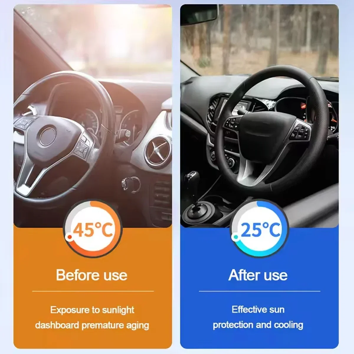 車のフロントガラス用サンシェードカバー、折りたたみ式サンバイ - Automatic Car Sunshade のレビューと価格